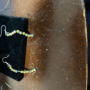 Hand made gold and silver beaded dangle ear rings